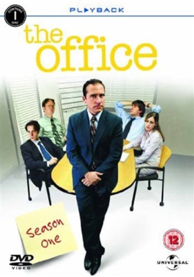 DVD cover of 'The Office' with characters around a table