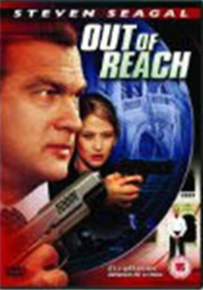 DVD cover of 'Out of Reach' featuring a man and woman with guns, and the title 'Out of Reach'.