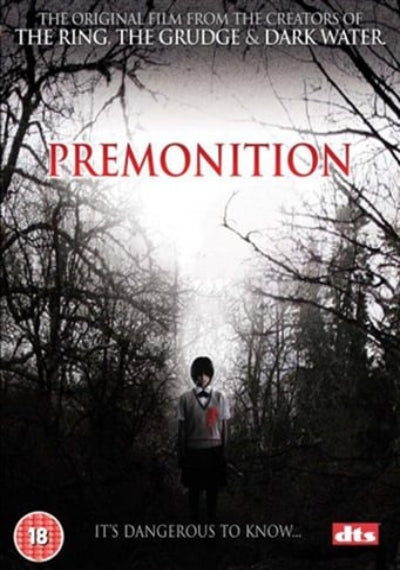 Movie poster for 'Premonition' with a person standing in a forest.