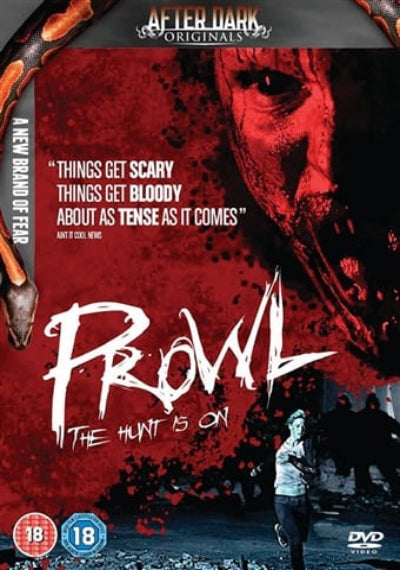 DVD cover of 'Prowl' with a red and black design, featuring text and a silhouette.