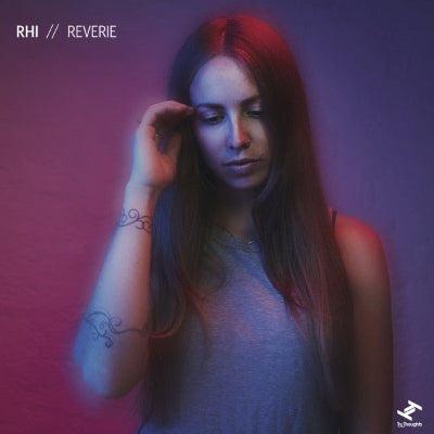 Album cover with a person against a gradient background, featuring the text 'RHI // Reverie'.