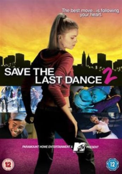 Movie poster for 'Save the Last Dance 2' with a dancer in the foreground and city skyline in the background.