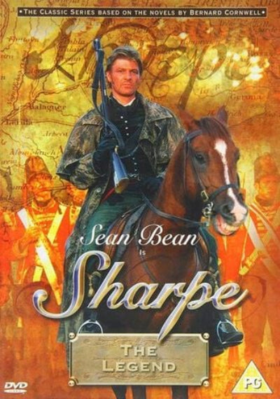 DVD cover of 'Sharpe' featuring a man on horseback with a map and soldiers in the background