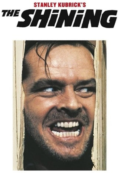 Movie DVD for 'The Shining' with a close-up of a man's face.
