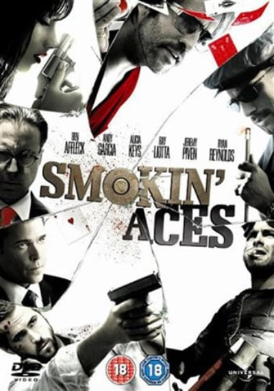 Movie poster for 'Smokin' Aces' featuring multiple characters and a gun.