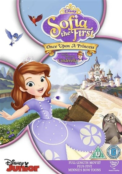 DVD cover of 'Sofia the First: Once Upon a Princess' featuring Sofia the First and her animal friends.