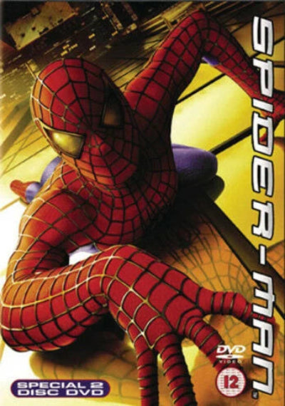 Spider-Man special 2 disc DVD cover featuring Spider-Man in his classic red and blue suit on a yellow-toned city background, with the title 'SPIDER-MAN' printed vertically on the right.