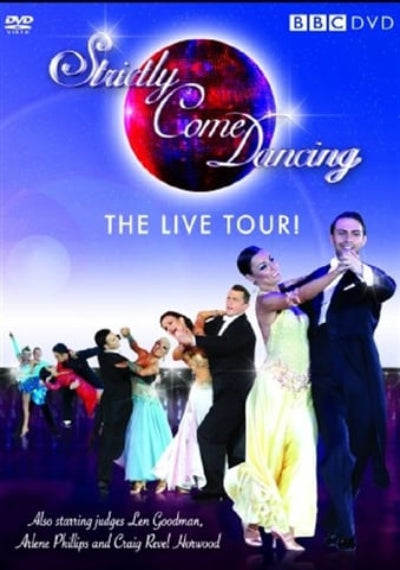 DVD cover of 'Strictly Come Dancing: The Live Tour' featuring dancers and judges on a blue background.