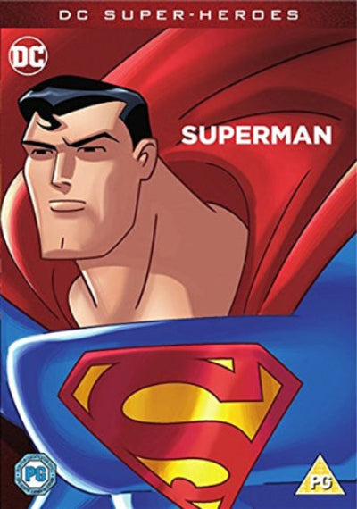 Superman character from DC Super Heroes with red cape and blue suit featuring Superman logo.