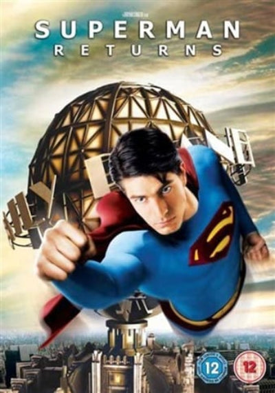 Superman Returns movie poster with Superman holding a spaceship against a cityscape.