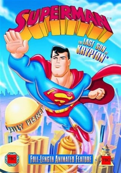 Superman: The Last Son of Krypton DVD cover art featuring Superman flying forward with a cityscape background and the title at the top.