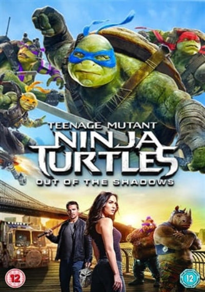 Movie poster for 'Teenage Mutant Ninja Turtles: Out of the Shadows' featuring turtles and humans.