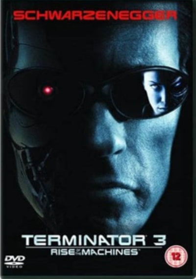 DVD cover of 'Terminator 3: Rise of the Machines' featuring a robot's face with a reflection of a person.