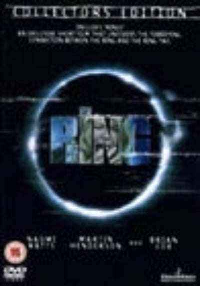 DVD cover for 'The Ring: Collectors Edition' featuring a circular blue graphic with a central image of a person in a car, set against a black background with white text.