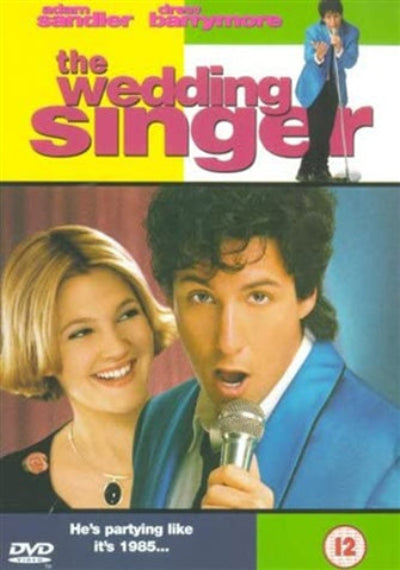 DVD cover of 'The Wedding Singer' featuring two main characters and a microphone.
