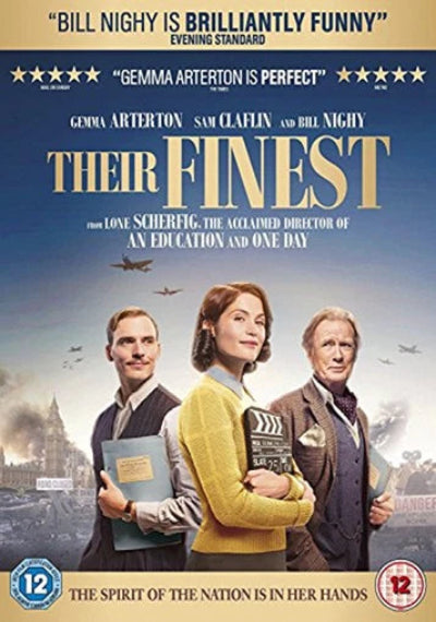 Movie poster for 'Their Finest' featuring three characters with text about the film's acclaim.