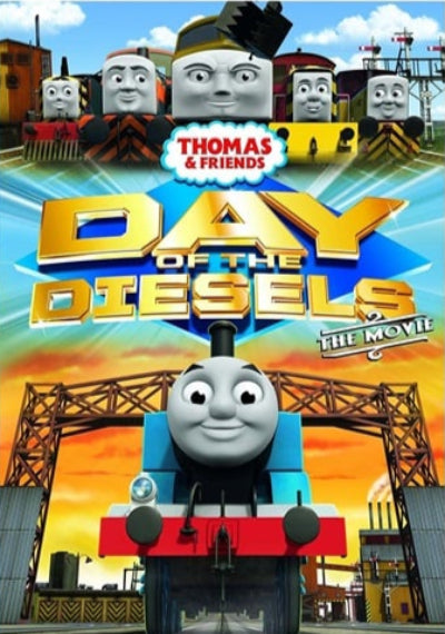 DVD cover of 'Thomas & Friends: Day of the Diesels' with animated characters and colorful design.