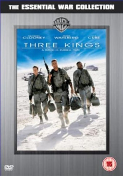 DVD cover of 'Three Kings' featuring soldiers in a snowy landscape with a Warner Bros. logo.