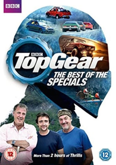 DVD cover of 'Top Gear: The Best of the Specials' with BBC logo and images of cars and people.