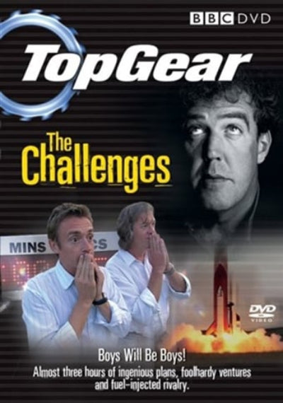 Top Gear DVD cover with two men and a rocket, featuring the BBC logo.