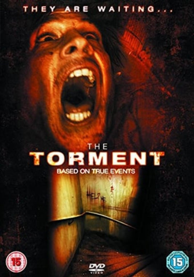 Movie poster for 'The Torment' with a screaming person and dark background