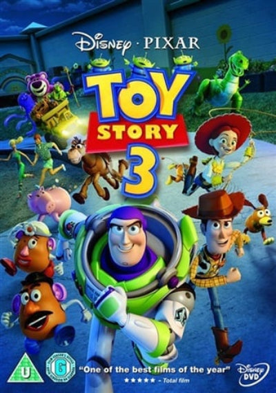 Poster for 'Toy Story 3' featuring animated characters and Disney Pixar logo.
