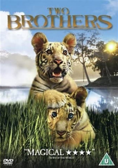 DVD cover with two tiger cubs and scenic background