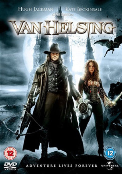 Movie poster for 'Van Helsing' featuring two characters with a dark, gothic background.