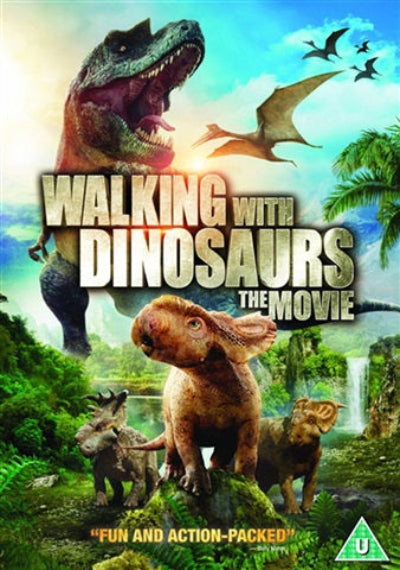 Movie poster for 'Walking with Dinosaurs' featuring dinosaurs in a prehistoric setting.