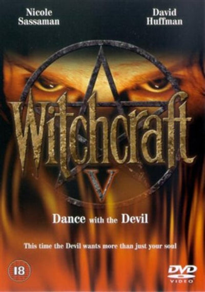 DVD cover of 'Witchcraft V' with eyes and Devil symbol, featuring Nicole Sassaman and David Huffman.