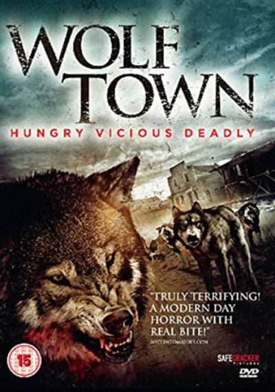 DVD cover of 'Wolf Town' with wolves and text on a dark background