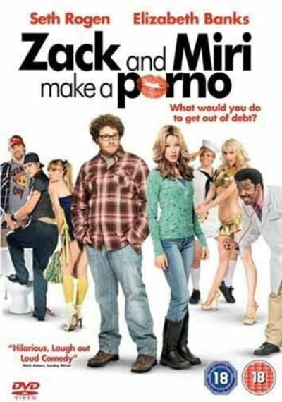 Movie poster for 'Zack and Miri Make a Porno' featuring the main characters and promotional text.