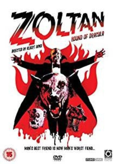 DVD cover of 'Zoltan: Hound of Dracula' with a stylized design featuring a figure and skull.