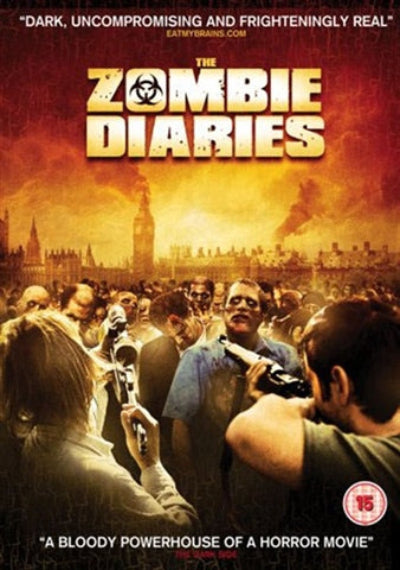 Movie poster for 'The Zombie Diaries' with a crowd of zombies and people in a cityscape.