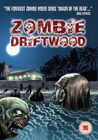 Movie poster for 'Zombie Driftwood' with zombies and a moonlit scene.