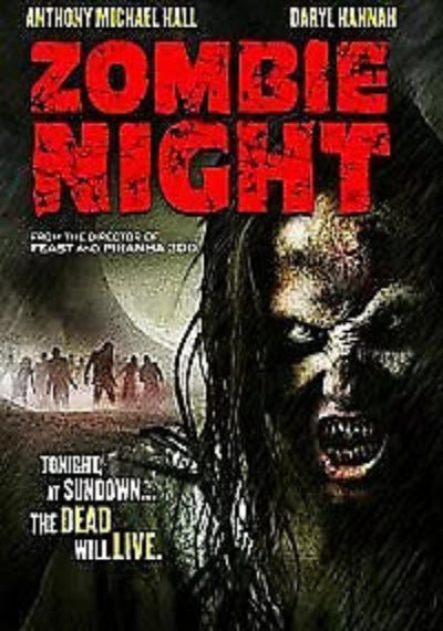 Movie poster for 'Zombie Night' with a zombie and text.