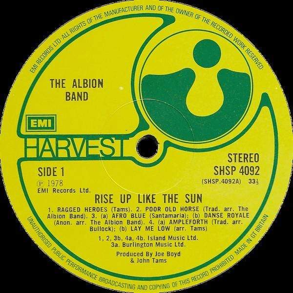 Albion Band: Rise Up Like The Sun : 12" LP Pick and Sell the shop for Stay Home Entertainment Packs.!! Vinyl 12"