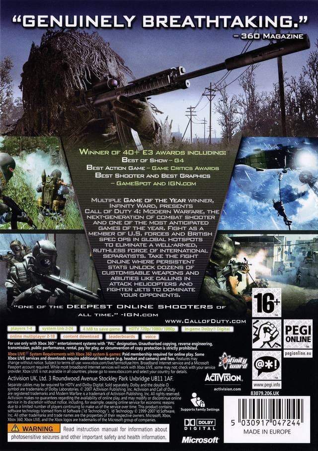 Call of Duty 4 Modern Warfare XBOX 360 Pick and Sell the shop for Stay Home Entertainment Packs.!! VG Used