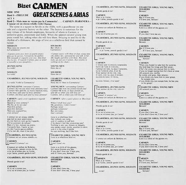 Carmen Great Scenes & Arias : LP Pick and Sell the shop for Stay Home Entertainment Packs.!! Vinyl 12"