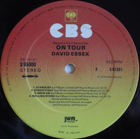 David Essex: David Essex on Tour: LP - CBS 95000 Pick and Sell the shop for Stay Home Entertainment Packs.!! Vinyl 12"