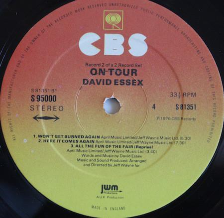 David Essex: David Essex on Tour: LP - CBS 95000 Pick and Sell the shop for Stay Home Entertainment Packs.!! Vinyl 12"