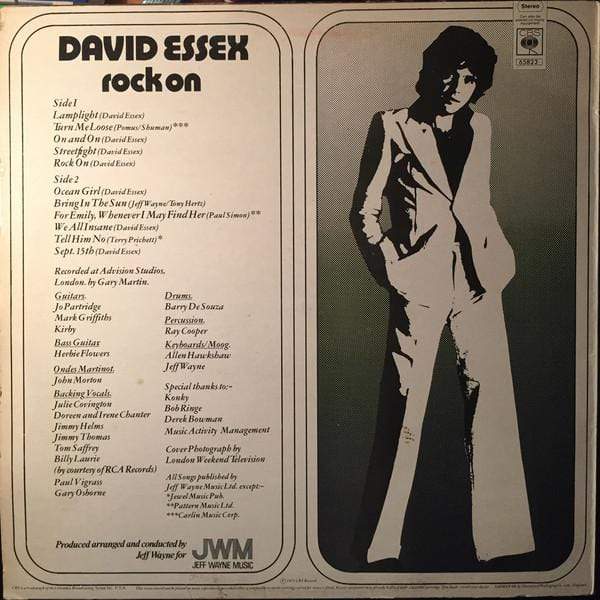 David Essex: rock on 12" Vinyl LP - CBS 65823 Pick and Sell the shop for Stay Home Entertainment Packs.!! Vinyl 12"