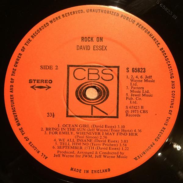 David Essex: rock on 12" Vinyl LP - CBS 65823 Pick and Sell the shop for Stay Home Entertainment Packs.!! Vinyl 12"