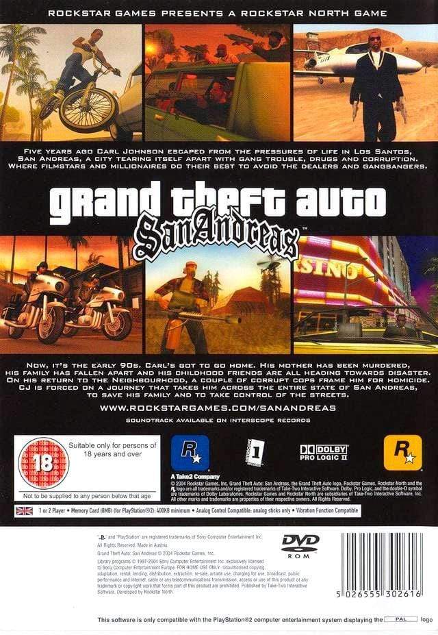 GTA: SanAndreas: PS2: Preowned Pick and Sell the shop for Stay Home Entertainment Packs.!! VG Used